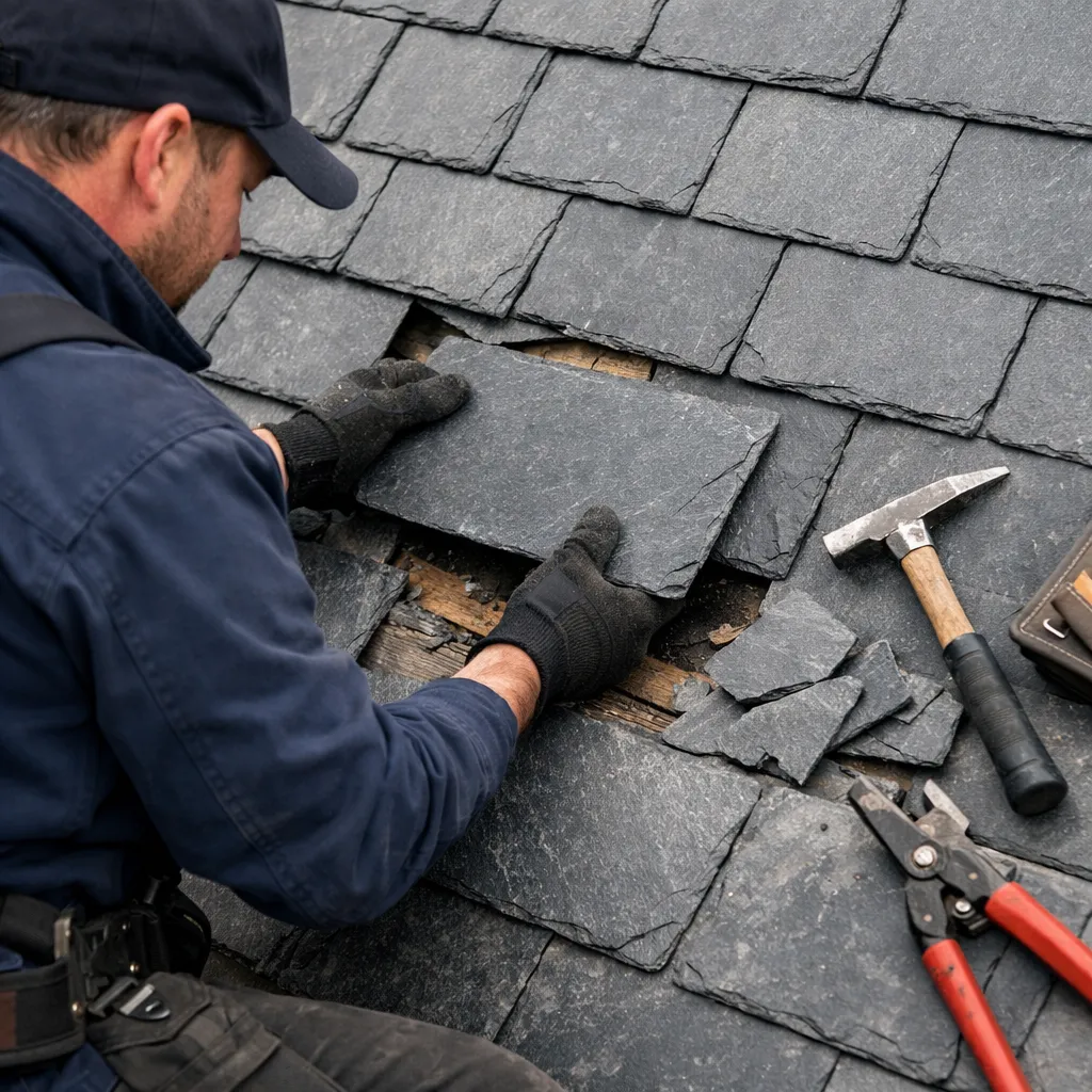Roco couverture - Remplacement d'ardoises cassées